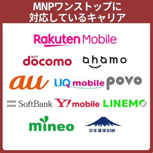 MNPワンストップに対応しているキャリア