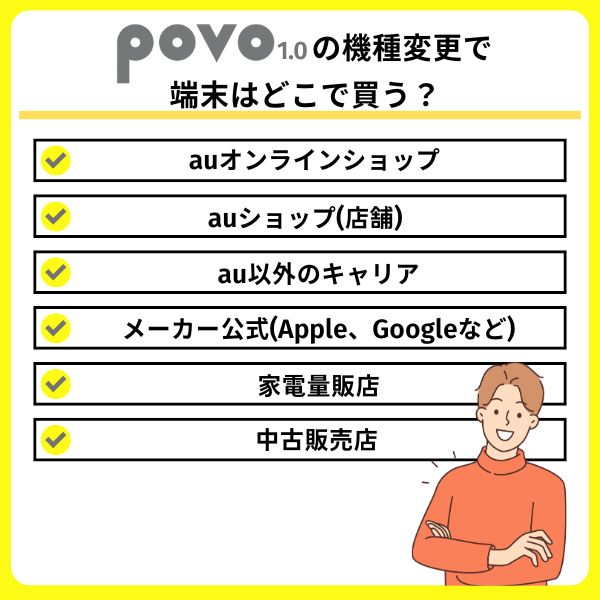 povo1.0の機種変更で端末はどこで買うのがいい？