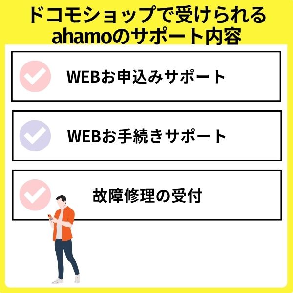 ドコモショップで受けられるahamoの店舗サポート内容