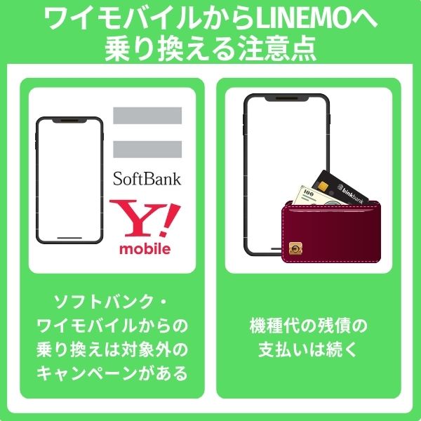 ワイモバイルからLINEMOへ乗り換える際の注意点