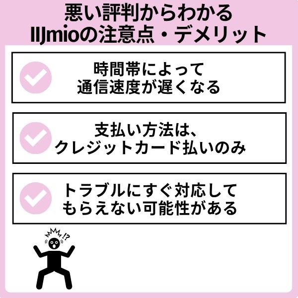 悪い評判からわかったIIJmioの注意点・デメリット