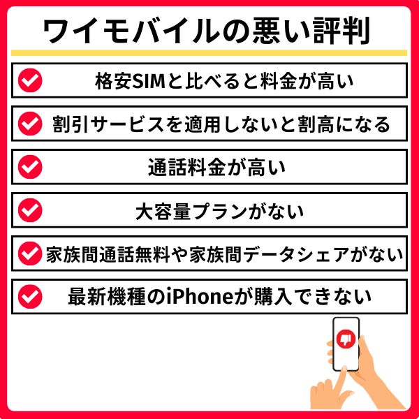 ワイモバイルの悪い評判