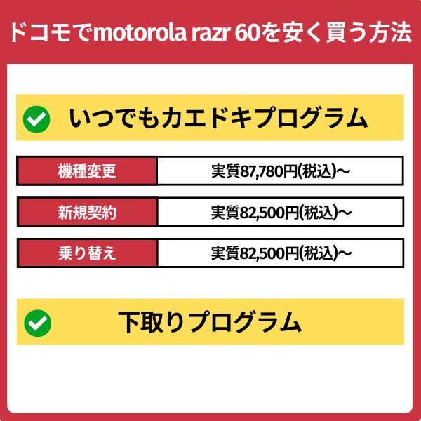 ドコモでmotorola razr 60を安く買う方法
