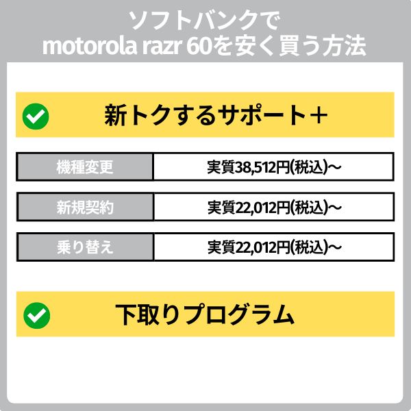 ソフトバンクでmotorola razr 60を安く買う方法