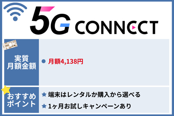おすすめのポケット型Wi-Fi 5G CONNECT